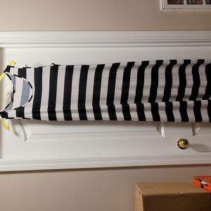 Madmazelle Large Black & White Striped Sleeveless Maxi Dress